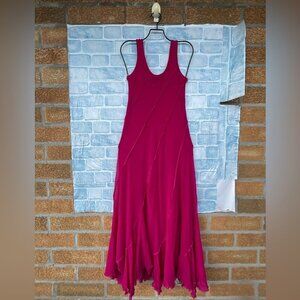 JEAN PAUL GAULTIER SOLEIL SLEEVELESS NEON PINK MAXI  MESH DRESS SIZE LARGE